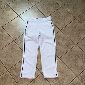 Easton White Piped Black Baseball Pants Open Leg Adult Size Medium
